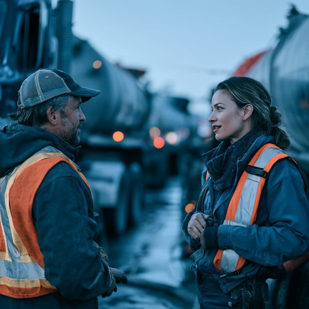 Driver and dispatcher at a wellsite